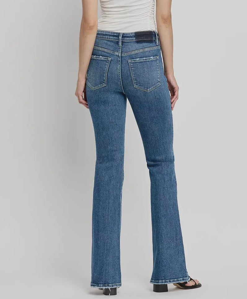 High Rise Slant Hem Flare
