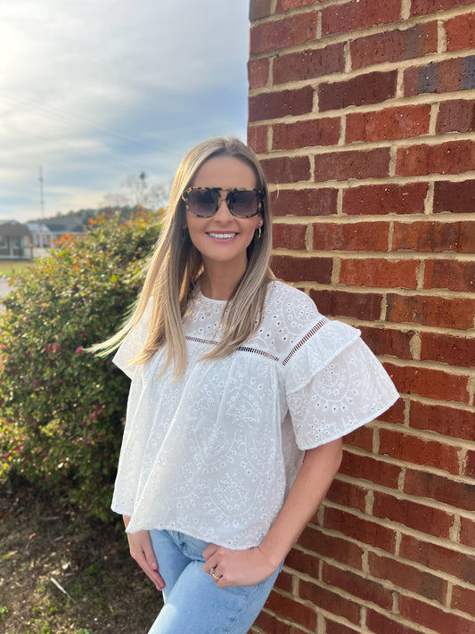 Sunny Eyelet Top