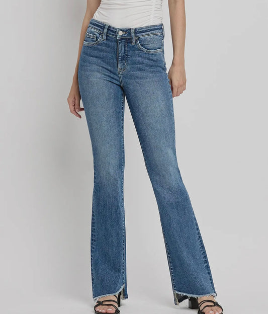 High Rise Slant Hem Flare