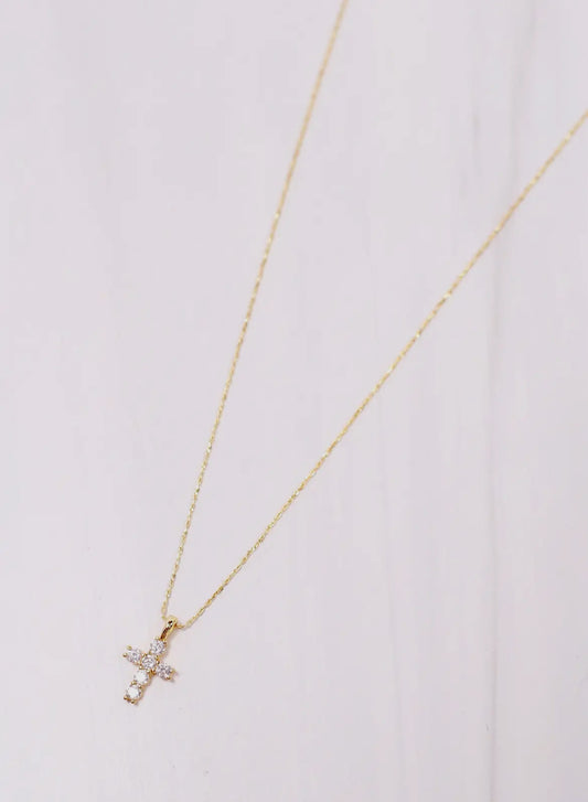 Kitty Cross Necklace Gold