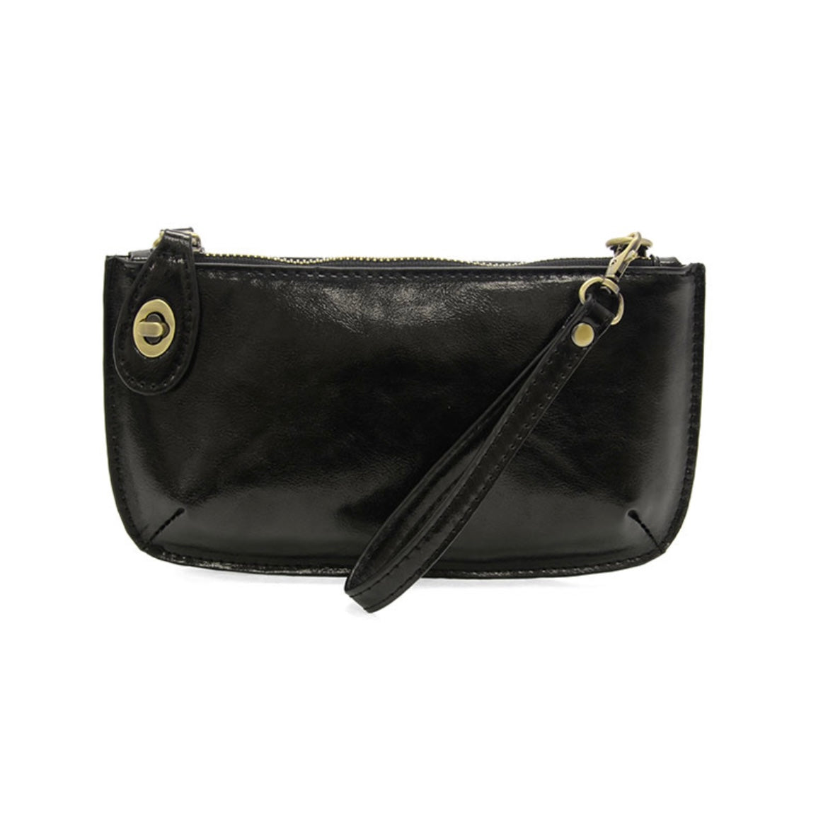 Liquid Metal Black Mini Crossbody Wristlet Clutch