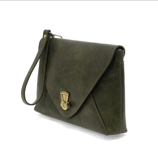 Forest Green Claudia Keyhole Turnlock Envelope Convertible Crossbody