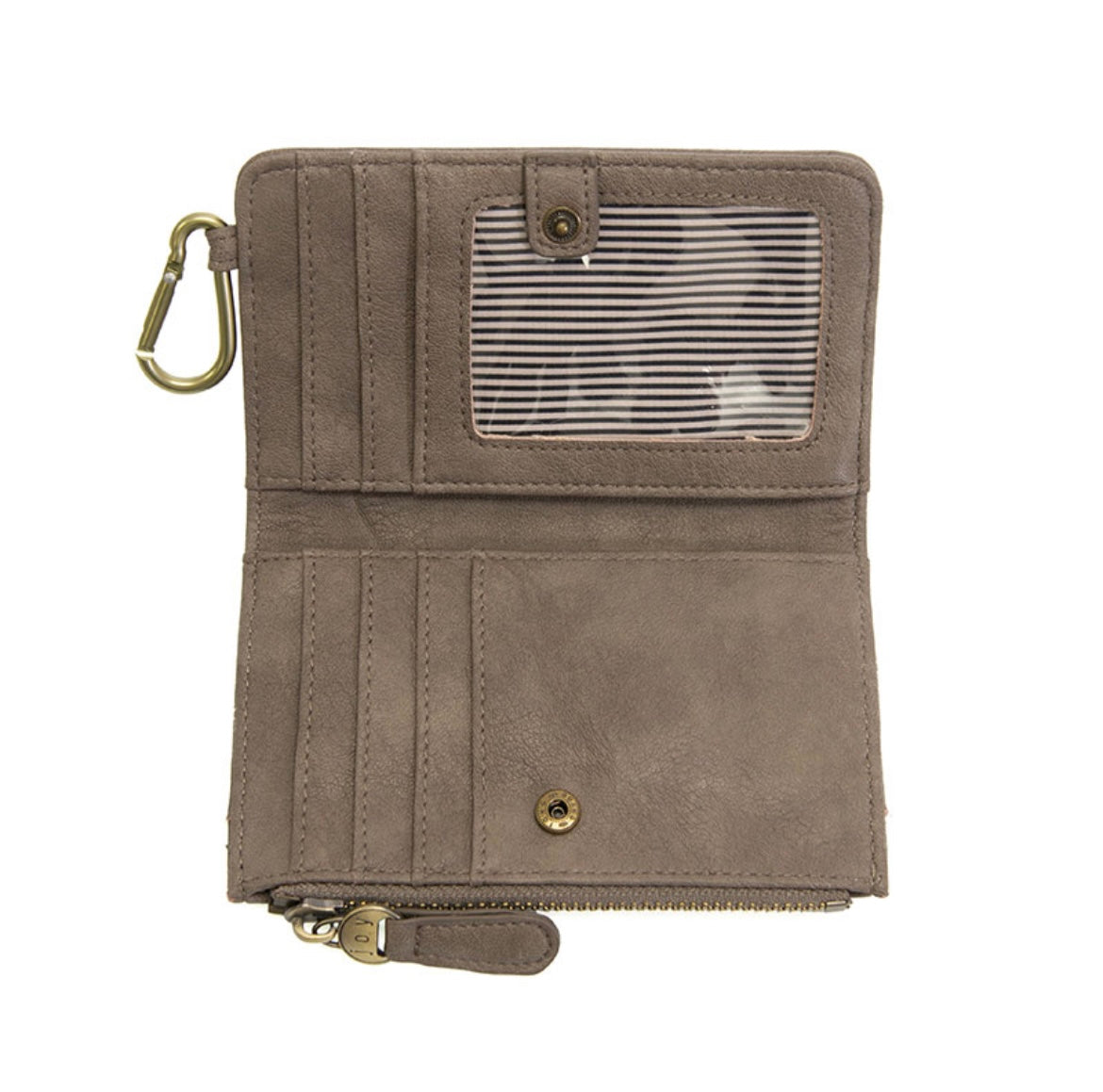 Dark Taupe Bobbie Bifold Wallet with Carabiner