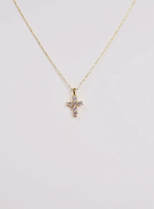 Kitty Cross Necklace Gold