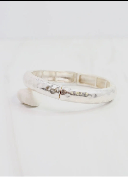 Hammered Stretch Bracelet Silver